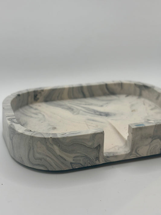 Porte-savon rectangulaire effet marbre avec écoulement d’eau