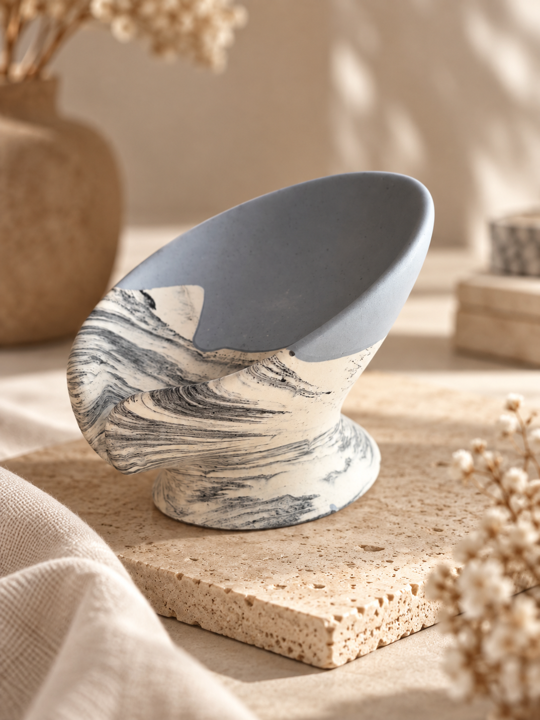 porte savon écoulement marbre jesmonite fait main