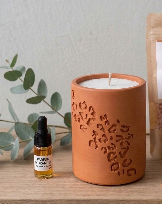 Kit Bougie Sablée et Pot en Jesmonite