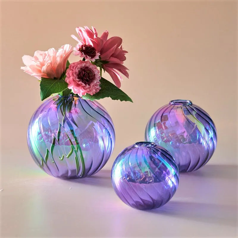 Ensemble de Vases en verre à boules, Pot de fleurs pour la maison, le salon, pour l'intérieur, plantes de table, décoration de maison, 3 pièces