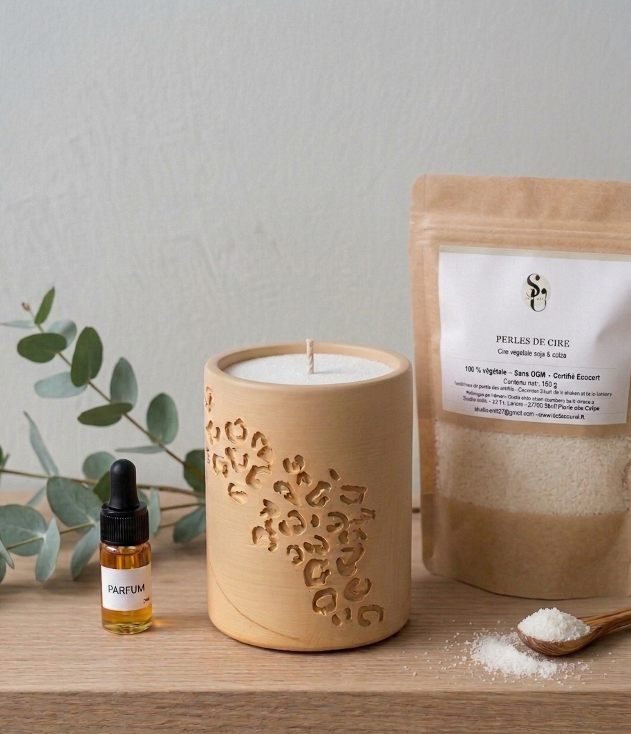 Kit Bougie Sablée et Pot en Jesmonite