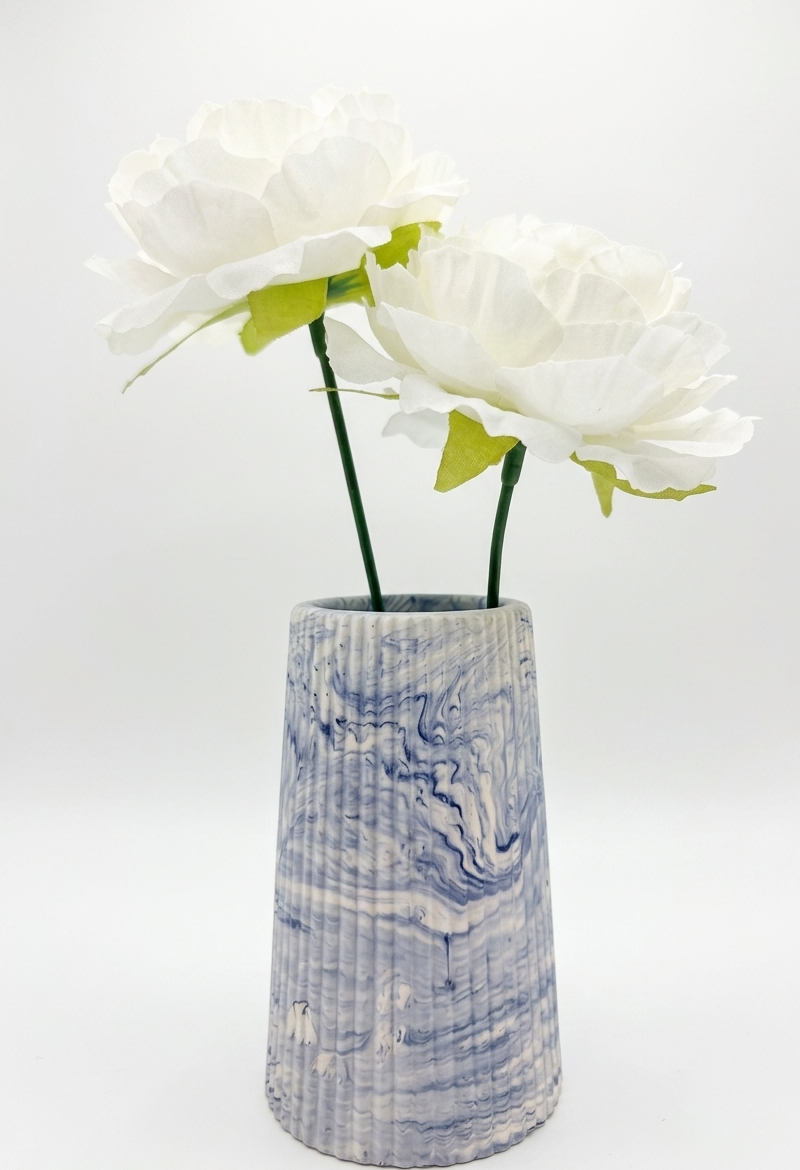 pot fleur jesmonite bleu aur marbré